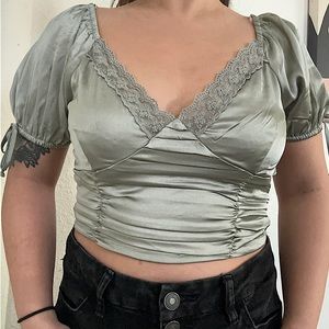 Mint green cute crop top